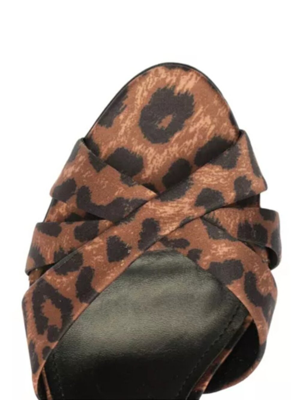 Schutz Wild Satin Animal Print Keefa Block Sandal Heel - Picture 9 of 11